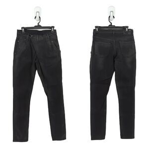 R13 Women 24 X-Over Crossover Jeans Waxed Black Slim Fit Stretch Denim NEW